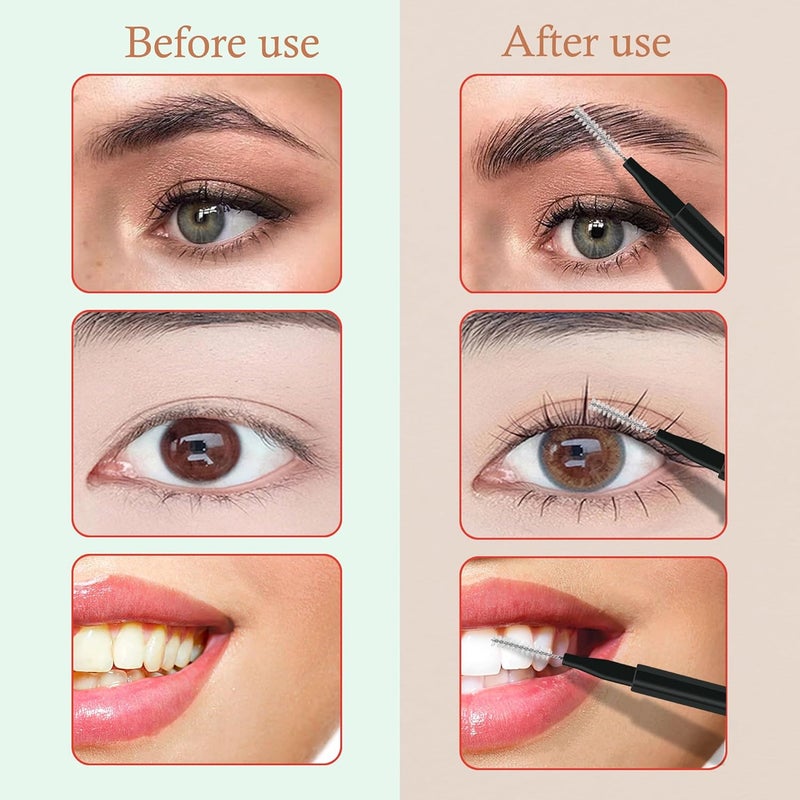 MIJAYENV 20 Pcs Brow Lamination Brush Micro Eyebrow Brush with Cap Micro Spoolies for Brow Lamination Portable Mini Spoolies for Eyebrows Extensions Tool, 2 Colors (10 Black+10 White) - Image 4